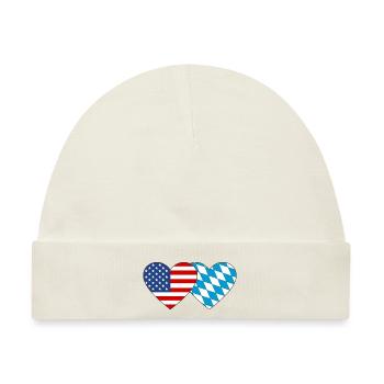 Amerika Bayern Flagge Herz - Baby Premium Organic Mütze - Naturweiß - Vorne
