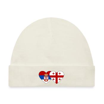 Serbien Georgien Flagge Herz - Baby Premium Organic Mütze - Naturweiß - Vorne