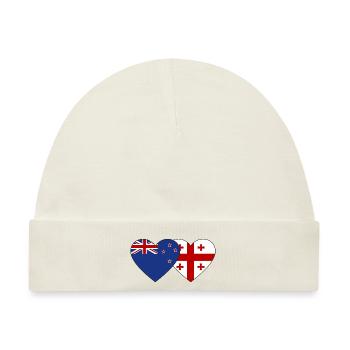 Neuseeland Georgien Flagge Herz - Baby Premium Organic Mütze - Naturweiß - Vorne
