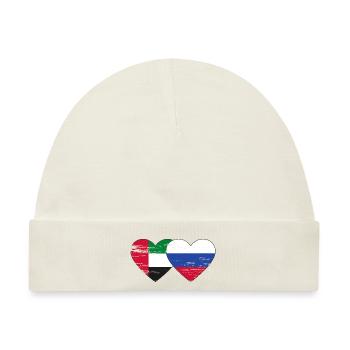 Vereinigte Arabische Emirate Russland Herz - Baby Premium Organic Mütze - Naturweiß - Vorne