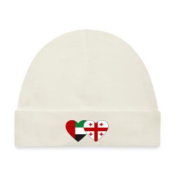 Vereinigte Arabische Emirate Georgien Flagge Herz - Baby Premium Organic Mütze - Naturweiß - Vorne