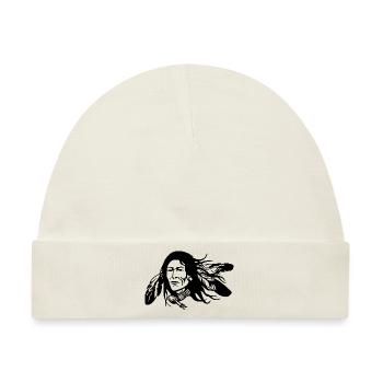 indian indianer american tent zelt teepee tomahawk - Baby Premium Organic Mütze - Naturweiß - Vorne