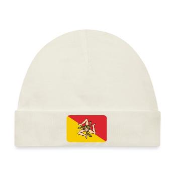 SICILY FLAG round corner 400 dpi - Baby Premium Organic Mütze - Naturweiß - Vorne