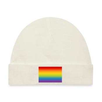 Regenbogen Flagge Fahne LGBT CSD Gay Pride - Baby Premium Organic Mütze - Naturweiß - Vorne