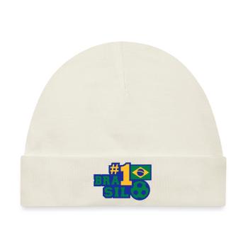 No. 1 Brasil (Fußball) - Baby Premium Organic Mütze - Naturweiß - Vorne