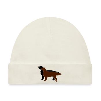 2 Flat Coated Retriever - Baby Premium Organic Mütze - Naturweiß - Vorne