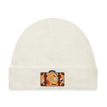 Koffer mit Aufklebern - Baby Premium Organic Mütze - Naturweiß - Vorne