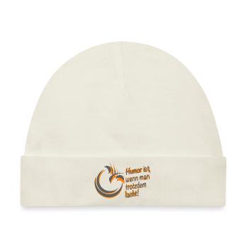 Humor ist, wenn man trotzdem lacht in grau orange - Baby Premium Organic Mütze - Naturweiß - Vorne