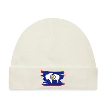 Wyoming USA - Flag - brush horizontal - Baby Premium Organic Mütze - Naturweiß - Vorne
