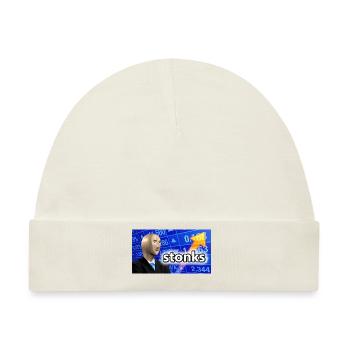 Stonks | Geschenk Meme Lustig Freunde Geschenkidee - Baby Premium Organic Mütze - Naturweiß - Vorne