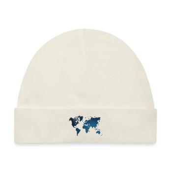 Weltkarte blau - Baby Premium Organic Mütze - Naturweiß - Vorne