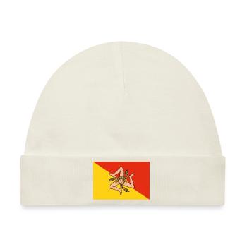 Sizilien Flagge Italien Palermo Trinacria Italia - Baby Premium Organic Mütze - Naturweiß - Vorne