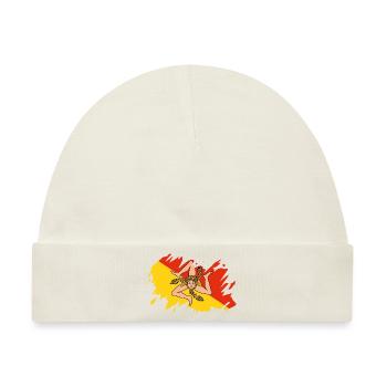 Sizilien Flagge Italien Palermo Trinacria Italia - Baby Premium Organic Mütze - Naturweiß - Vorne
