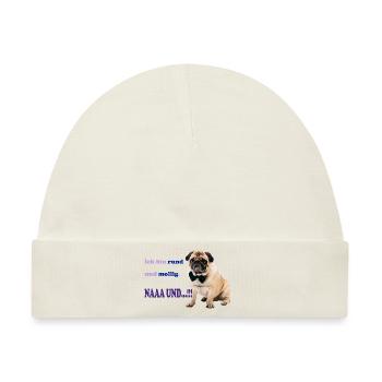 Mops rund und mollig - Baby Premium Organic Mütze - Naturweiß - Vorne