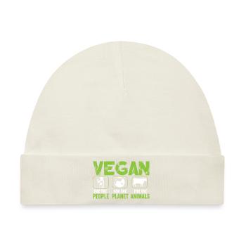 Vegan for People for Planet for Animals - Baby Premium Organic Mütze - Naturweiß - Vorne