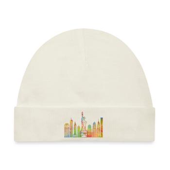 New York City Freiheitsstatue Manhattan Skyline - Baby Premium Organic Mütze - Naturweiß - Vorne