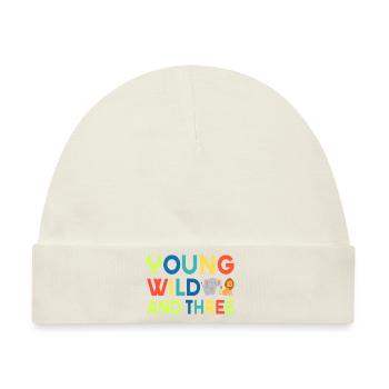 Young wild and three,Birthday - Baby Premium Organic Mütze - Naturweiß - Vorne