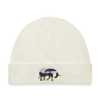 Elefant Savanne Silhouette - Baby Premium Organic Mütze - Naturweiß - Vorne
