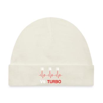 V6 Turbo Puls Design für Sechszylinder Fans - Baby Premium Organic Mütze - Naturweiß - Vorne