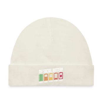 My Social Battery Funny Antisocial Introvert - Baby Premium Organic Mütze - Naturweiß - Vorne