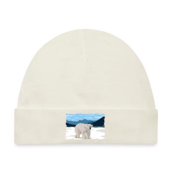 Eisbär auf der Eisschollen-Naturlandschaft - Baby Premium Organic Mütze - Naturweiß - Vorne