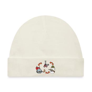Schere, Stein, Papier Rock, Paper, Scissors - Baby Premium Organic Mütze - Naturweiß - Vorne