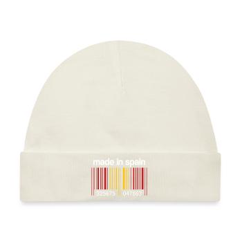 Spanien Flagge Barcode Made in Spain Spanier - Baby Premium Organic Mütze - Naturweiß - Vorne