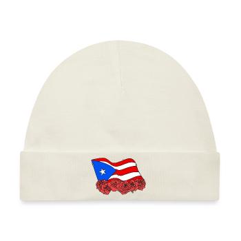 PR Flagge Blumenrose Puerto Rico - Baby Premium Organic Mütze - Naturweiß - Vorne