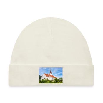 Eid kirke (Eid-Kirche) in Nordfjordeid Norwegen - Baby Premium Organic Mütze - Naturweiß - Vorne