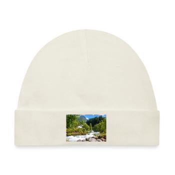 Geiranger panorama Storseterfossen Norwegen - Baby Premium Organic Mütze - Naturweiß - Vorne