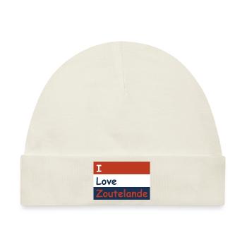 Flagge I Love Zoutelande - Baby Premium Organic Mütze - Naturweiß - Vorne