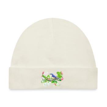 kohlmeise,vogel,blumen,aquarell - Baby Premium Organic Mütze - Naturweiß - Vorne