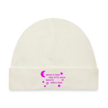 Eltern erreichbar pink - Baby Premium Organic Mütze - Naturweiß - Vorne