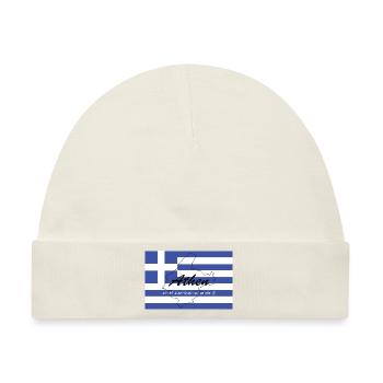 Athen - Hauptstadt mit GPS & Flagge - Baby Premium Organic Mütze - Naturweiß - Vorne