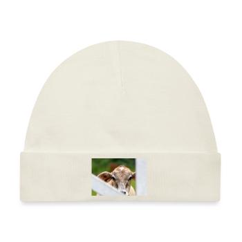 Kleines Kalb mit süßem Aussehen - Baby Premium Organic Mütze - Naturweiß - Vorne