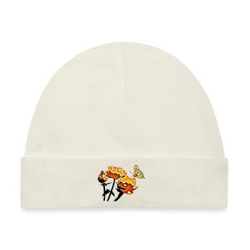 Schmetterling und Blumen - Baby Premium Organic Mütze - Naturweiß - Vorne