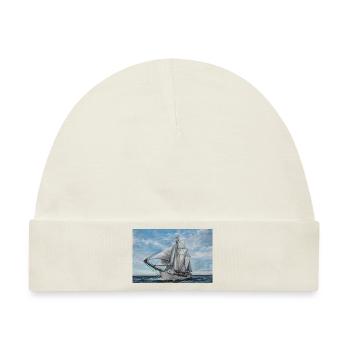 Meerblick: Die Schönheit des Meeres und der Boote - Baby Premium Organic Mütze - Naturweiß - Vorne