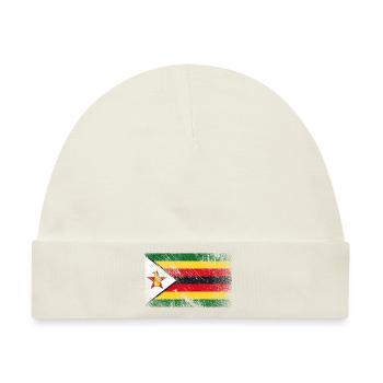 Zimbabwe Flagge - Vintage Grunge - Baby Premium Organic Mütze - Naturweiß - Vorne