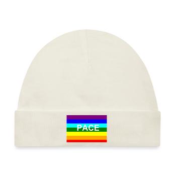 Peace / Pace-Regenbogen-Fahne - Baby Premium Organic Mütze - Naturweiß - Vorne