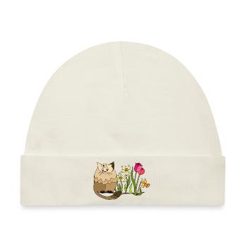 Katze - Baby Premium Organic Mütze - Naturweiß - Vorne