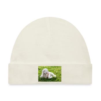 Lamm mit Kussmund - Baby Premium Organic Mütze - Naturweiß - Vorne