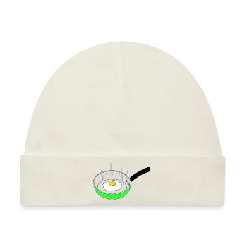 Spiegelei in Pfanne - Baby Premium Organic Mütze - Naturweiß - Vorne