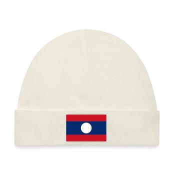 Flagge von Laos / Drapeau Laos - Baby Premium Organic Mütze - Naturweiß - Vorne