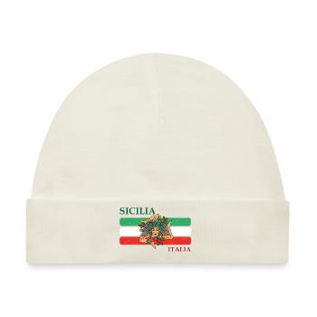Sizilien Flagge Trinacria Urlaub Italien Reise - Baby Premium Organic Mütze - Naturweiß - Vorne