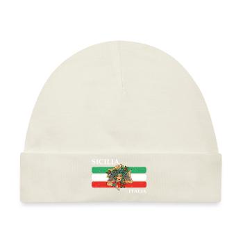 Sizilien Flagge Trinacria Urlaub Italien Reise - Baby Premium Organic Mütze - Naturweiß - Vorne