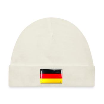 Deutschland Flagge Fahne Blechschild-Optik - Baby Premium Organic Mütze - Naturweiß - Vorne