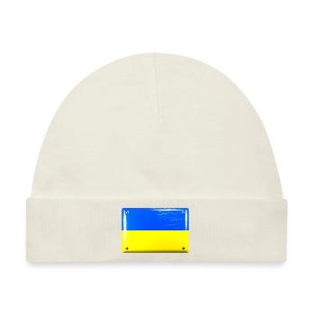 Ukraine blau gelb Flagge Fahne Blechschild-Optik - Baby Premium Organic Mütze - Naturweiß - Vorne