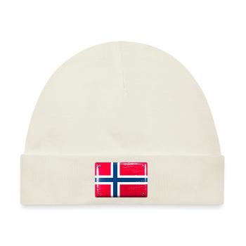 Norwegen Flagge Fahne Blechschild-Optik - Baby Premium Organic Mütze - Naturweiß - Vorne