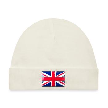 Großbritannien Flagge Fahne Blechschild-Optik - Baby Premium Organic Mütze - Naturweiß - Vorne