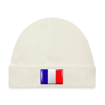 Frankreich Flagge Fahne Blechschild-Optik - Baby Premium Organic Mütze - Naturweiß - Vorne